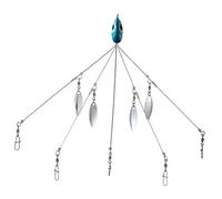 5 Arms Umbrella Rigs with Blades Ultralight Blade Multi-Lure Rig for Fishing Lures Bait Saltwater Freshwater (Blue)