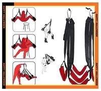 5 Asientos Ajustables Rojos con Reposacabezas Giratorio, Columpio De Yoga Colgante Antigravedad