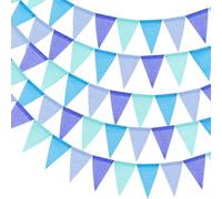 5 banderines azules para exteriores, resistentes a la intemperie, 20 m, para fiestas en interiores, para exteriores, para jardín, escolarización, habitación infantil, decoración para fiestas