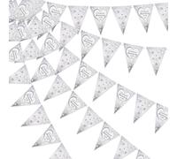 5 banderines de 60 diamantes para aniversario de boda con purpurina y corazón plateado, decoración de boda para pareja o padre, celebración de aniversario