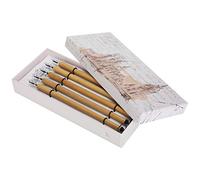 5 bolígrafos de caligrafía vintage de bambú con punta de bambú Qalam hecha a mano de manga Dip Ink Wooden Painting Kit School SuppliesNatural Nib (1-5 plumas)