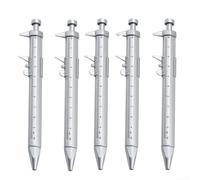 5 bolígrafos multifunción Vernier, regla de plástico de 150 mm con tinta de gel negra o azul de 1,0 mm, bolígrafo de escala portátil para dibujo técnico y escuela de matemáticas (azul)