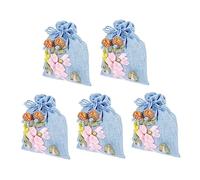 5 bolsas de algodón y lino bordadas, bolsas de, de calendario de Adviento, de joyería, bolsa de almacenamiento con cordón, de arpillera con bolsa de poliéster