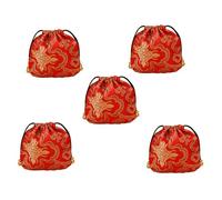5 bolsas de joyería de seda bordadas a granel, bolsa pequeña china para monedas, bolsa de regalo, joyería de brocado, bolsa asiática con cordón, bolsa de caramelos, regalo para adultos, mujeres y