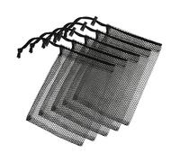 5 Bolsas de Malla Pequeñas de Organza, 20 x 15 cm, Con Cordón, Negras - Para Juguetes de Arena, Viajes, Cosméticos y Almacenamiento