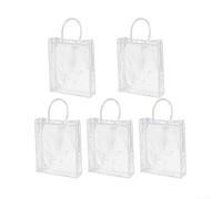 5 bolsas de plástico transparente de PVC con asas transparentes, bolsas impermeables reutilizables para compras, minoristas y fiestas (35 x 30 x 12 cm)