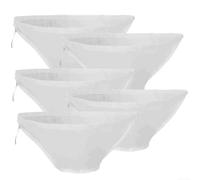 5 bolsas de tela de nailon para queso, malla fina, colador de alimentos, bolsas con cordón para leche de nueces, leche de soja, jugo, cocina, hornear, deshidratación de verduras, color blanco (41 x 15