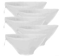 5 bolsas de tela de nailon para queso, malla fina, colador de alimentos, bolsas con cordón para leche de nueces, leche de soja, jugo, cocina, hornear, deshidratación de verduras, color blanco (52 x 18