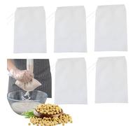 5 Bolsas De Tela Reutilizables Para Filtrar Leche Vegetal, Paños de Queso Lavables para Queso, Paños de Filtro, Reutilizables, para Tamizar Zumo, Queso, Té, Leche de Nueces, Tofu