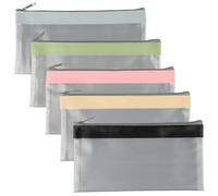 5 bolsas pequeñas con cremallera, monedero transparente impermeable, bolsa de maquillaje transparente portátil, adecuada para suministros escolares de oficina, accesorios de viaje (negro/beige/rosa