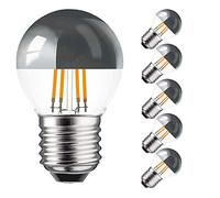 5 bombillas LED con filamento en forma de gota de 4 W = 40 W E27 KVS blanco cálido retrofit Nostalgie (4 W 2700 K plata, 5 unidades)