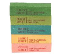 5 Borradores de Cuerdas para Traste de Guitarra, Grano 180, 400, 1000, 1500, 2000, Pulidores de Cuerdas para Guitarra, Bloques de Goma para Pulir Bajos, Ukeleles, Mandolinas