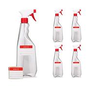 5 botellas pulverizadoras de 750 ml de PET con pistola pulverizadora, atomizadores vacíos con boquilla pulverizadora ajustable (chorro/pulverización), p.ej. para plantas/flores, limpieza, taller
