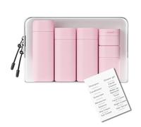 5 Botes para gel y champu con neceser, botes viaje rellenables 100ml, neceser viaje avion y botes champu viaje de plástico a prueba de fugas, Envases Viaje para Champú, Loción, Cosméticos rosa