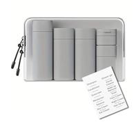 5 Botes para gel y champu con neceser, botes viaje rellenables 100ml, neceser viaje avion y botes champu viaje de plástico a prueba de fugas, Envases Viaje para Champú, Loción, Cosméticos gris