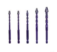 5 brocas excéntricas triangulares de cuatro flautas para vidrio para azulejos, perforadora con punta de carburo de 6/8/10/12 mm con vástago hexagonal de 0.25 pulgadas, diseño en espiral para granito