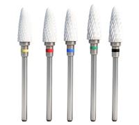 5 Brocas para Uñas de Cerámica 3/32", Fresas Torno para Uñas, Brocas para Retirar Gel UV, Acrílico y Esmalte Semipermanente, para Manicura y Pedicura Profesional