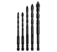 5 brocas triangulares para perforación eficiente de azulejos de vidrio, diseño excéntrico para un mejor posicionamiento y precisión (A)