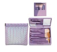 5 Brochas De Maquillaje Y 1 Mini Bolsa De Almacenamiento, Juego De Brochas De Maquillaje Con Espejo, Herramientas De Belleza, Brochas De Maquillaje Portátiles, Accesorios De Viaje