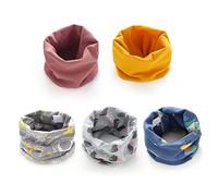 5 Bufandas para Niños y Niñas, Baberos Cálidos con Juntas Tóricas, Bufandas de Algodón a Prueba de Viento para Primavera, Otoño e Invierno