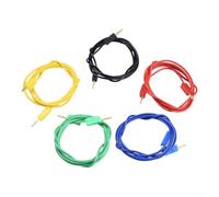5 cables de prueba apilables chapados en oro de 2 mm para cable de puente, línea de cable de prueba eléctrica de 1 m con cabeza de pétalo para multímetro, rojo, negro, amarillo, verde y azul