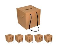 5 Cajas Cúbicas Kraft con Cordones 30x30x30 cm | Resistentes & Versátiles para Cestas Alimenticias, Productos de Tienda | Regalos : Navidad, Cumpleaños | Artesanía Personalizada