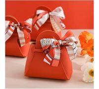 5 cajas de papel de regalo, forma de bolso de cuero, regalos de fiesta de boda, caja de chocolate con cintas for decoración de fiesta (rojo) (color: azul) (Size : Orange)