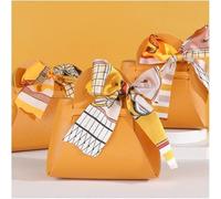 5 cajas de papel de regalo, forma de bolso de cuero, regalos de fiesta de boda, caja de chocolate con cintas for decoración de fiesta (rojo) (color: azul) (Size : Yellow)