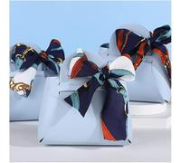 5 cajas de papel de regalo, forma de bolso de cuero, regalos de fiesta de boda, caja de chocolate con cintas for decoración de fiesta (rojo) (color: rojo) (Size : Blue)