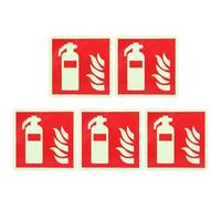 5 calcomanías para extintores de incendios que brillan en la oscuridad, para negocios, centro comercial, oficina, letrero brillante en la oscuridad