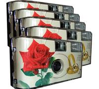 5 cámaras desechables 1A Photo Porst Edition Rose & Rings, con flash, pilas y película (5 unidades, 27 tomas cada una)