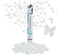5 Cañones Confeti Mariposa, 6-8 m de Altura, Bodas y Aniversarios, Papel-Cartón, 40 cm, Blanco
