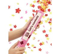 5 Cañones de Confeti Cumpleaños Niña Multicolor - Confeti Estrellas y Flores Biodegradable - Fácil y Seguro - Birthday Confetti - para Fiesta en Jardín o Fiestas con Niños
