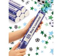 5 Cañones de Confeti Cumpleaños Niño - Confeti Fútbol y Estrellas Azul - Fácil y Seguro - Biodegradable Confeti Cañon para Fiesta en Jardín o Cumpleaños - Confeti Fútbol