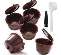 5 cápsulas de café reutilizables Dolce Gusto, taza de filtro malla, 1 cucharita y cepillo de limpieza (marrón)tazas compatibles