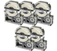 5 Casetes de Cinta compatibles con Epson SS12KW LC-4WBN LC-4WBN9 Negro sobre Blanco 12mm x 8m para Epson LabelWorks LW-300 LW-300L LW-400 LW-500 LW-600P LW-700 LW-900P LW-1000P King Jim Tepra Pro