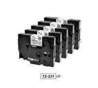 5 casetes de cinta TZe-231 TZ-231 de 12 mm x 8 m, compatibles con Brother P-Touch GL-100 PT-1000 (negro