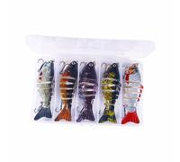 5 cebos de lucios multipiezas, cebo artificial 3D con ganchos, wobblers de hundimiento lento para agua dulce y salada, set E