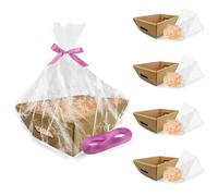 5 cestas de regalo vacías 45 x 33 x 13 cm + 500 g de papel de pino + 10 hojas celofán + 25 m de hilo | Caja de cartón sin tapa | Papeleras, regalos, cumpleaños, Pascua, San Valentín, fiestas