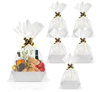 5 cestas de regalo vacías, cestas de regalo de cartón, 25 cm x 17 cm x 9 cm, para regalos de fiesta, bodas, cumpleaños, Navidad, día de San Valentín, vacaciones, color blanco, pequeño