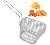 5 cestas para freír patatas fritas, mini cestas de patatas fritas con asa, cesta cuadrada de acero inoxidable para servir patatas fritas, anillos de cebolla, alas de pollo, color plateado