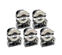 5 Cintas de Etiqueta de 18 mm de 18 mm compatibles con KingJim Label Cassette Models SC18RW SC18BW SC18YW SC18GW para LW-400(5PK Black on White)