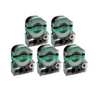 5 Cintas de Etiqueta de 18 mm de 18 mm compatibles con KingJim Label Cassette Models SC18RW SC18BW SC18YW SC18GW para LW-400(5PK Black on Green)