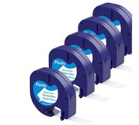 5 cintas de plástico compatibles con Dymo LetraTag 91201 negro sobre blanco (12 mm x 4 m) 91331 91221 59422 S0721660 (5)