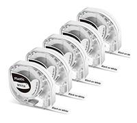 5 cintas de plástico de 12mm x 4m, negro sobre blanco, cinta de etiquetas compatible como repuesto para Phomemo P12/P12PRO/LT12 y Dymo Letratag LT-100H LT-110T XR XM Plus QX 50