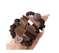 5 cintas para el pelo elástico sin costuras para mujer, larga vida útil, sin pliegues, soporte para cola de caballo de goma, accesorios para el cabello (marrón)