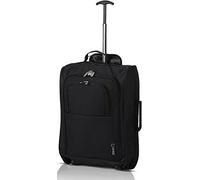 5 Cities 55cm Maleta de Cabina 42L con 2 Rueda, Equipaje De Mano - Accesorio De Viaje Carrito para Ryanair, Vueling, Iberia, Air Europa, Easyjet y Muchas Más, Garantía De 2 Años (Negro)