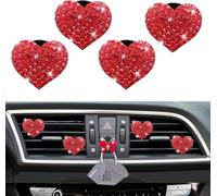 5 clips de ventilación de aire de labios rojos brillantes en forma de corazón, clip de ventilación de coche de cristal para mujer, difusor de diamantes de imitación, clip de ventilación, accesorios de