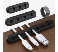 5 Clips Sujeta Cables Adhesivos 3M - Organizador de Cables para Escritorio y Coche - Gestión de Cables USB, HDMI, Auriculares - Incluye Cinta Sujeta Cables de Regalo