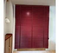 5 cm de Ancho Privacidad Persianas venecianas de Madera Maciza Ventana Sin Cables Persianas Horizontales Estores Venecianos Protección Solar Resistente a la Humedad para baño(CR5004 - Burgundy)